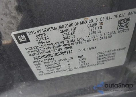 2016 Chevrolet Silverado 1500 1Lt from USA, damaged, VIN 3GCPCREC7GG305174